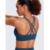 imageCRZ YOGA Womens Strappy Sports Bras Fitness Workout Padded Yoga Top Criss Cross Back CamiFrench Navy