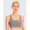 imageCRZ YOGA Womens Strappy Sports Bras Fitness Workout Padded Yoga Top Criss Cross Back CamiGray