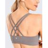 imageCRZ YOGA Womens Strappy Sports Bras Fitness Workout Padded Yoga Top Criss Cross Back CamiGray
