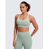 imageCRZ YOGA Womens Strappy Sports Bras Fitness Workout Padded Yoga Top Criss Cross Back CamiGreen Palm Court