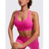 imageCRZ YOGA Womens Strappy Sports Bras Fitness Workout Padded Yoga Top Criss Cross Back CamiHibiscus Purple