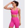 imageCRZ YOGA Womens Strappy Sports Bras Fitness Workout Padded Yoga Top Criss Cross Back CamiHibiscus Purple