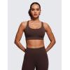 imageCRZ YOGA Womens Strappy Sports Bras Fitness Workout Padded Yoga Top Criss Cross Back CamiHot Fudge Brown