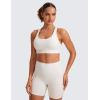 imageCRZ YOGA Womens Strappy Sports Bras Fitness Workout Padded Yoga Top Criss Cross Back CamiMilky White Bone