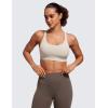 imageCRZ YOGA Womens Strappy Sports Bras Fitness Workout Padded Yoga Top Criss Cross Back CamiMojave Tan