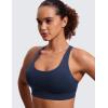imageCRZ YOGA Womens Strappy Sports Bras Fitness Workout Padded Yoga Top Criss Cross Back CamiNavy