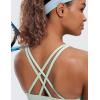 imageCRZ YOGA Womens Strappy Sports Bras Fitness Workout Padded Yoga Top Criss Cross Back CamiPale Straw Green