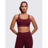 imageCRZ YOGA Womens Strappy Sports Bras Fitness Workout Padded Yoga Top Criss Cross Back CamiRed Merlot