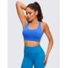 imageCRZ YOGA Womens Strappy Sports Bras Fitness Workout Padded Yoga Top Criss Cross Back CamiSparkle Blue