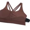 imageCRZ YOGA Womens Strappy Sports Bras Fitness Workout Padded Yoga Top Criss Cross Back CamiTaupe