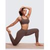 imageCRZ YOGA Womens Strappy Sports Bras Fitness Workout Padded Yoga Top Criss Cross Back CamiTaupe