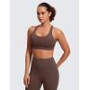 imageCRZ YOGA Womens Strappy Sports Bras Fitness Workout Padded Yoga Top Criss Cross Back CamiTaupe