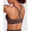 imageCRZ YOGA Womens Strappy Sports Bras Fitness Workout Padded Yoga Top Criss Cross Back CamiTaupe