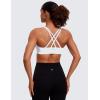 imageCRZ YOGA Womens Strappy Sports Bras Fitness Workout Padded Yoga Top Criss Cross Back CamiWhite