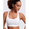 imageCRZ YOGA Womens Strappy Sports Bras Fitness Workout Padded Yoga Top Criss Cross Back CamiWhite