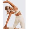 imageCRZ YOGA Womens Strappy Sports Bras Fitness Workout Padded Yoga Top Criss Cross Back CamiWhite Apricot