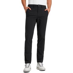 imageCRZ YOGA Casual Golf Pants for Men  32quot Water Resistant Lightweight Work Dress Trousers with Zipper PocketsBlack