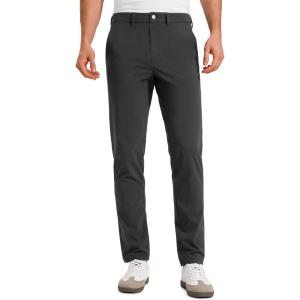imageCRZ YOGA Casual Golf Pants for Men  32quot Water Resistant Lightweight Work Dress Trousers with Zipper PocketsInk Gray