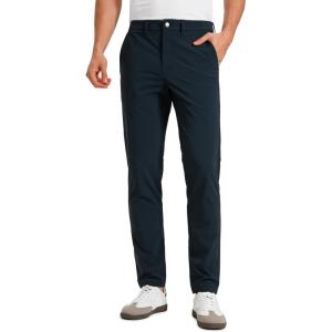 imageCRZ YOGA Casual Golf Pants for Men  32quot Water Resistant Lightweight Work Dress Trousers with Zipper PocketsTrue Navy