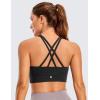 imageCRZ YOGA Womens Butterluxe Strappy High Neck Longline Sports Bra  Wireless Criss Cross Back Padded Workout Cropped TopBlack