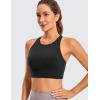 imageCRZ YOGA Womens Butterluxe Strappy High Neck Longline Sports Bra  Wireless Criss Cross Back Padded Workout Cropped TopBlack