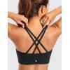 imageCRZ YOGA Womens Butterluxe Strappy High Neck Longline Sports Bra  Wireless Criss Cross Back Padded Workout Cropped TopBlack