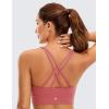 imageCRZ YOGA Womens Butterluxe Strappy High Neck Longline Sports Bra  Wireless Criss Cross Back Padded Workout Cropped TopBriar Rose