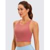 imageCRZ YOGA Womens Butterluxe Strappy High Neck Longline Sports Bra  Wireless Criss Cross Back Padded Workout Cropped TopBriar Rose