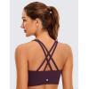 imageCRZ YOGA Womens Butterluxe Strappy High Neck Longline Sports Bra  Wireless Criss Cross Back Padded Workout Cropped TopDeep Purple