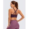 imageCRZ YOGA Womens Butterluxe Strappy High Neck Longline Sports Bra  Wireless Criss Cross Back Padded Workout Cropped TopDeep Purple