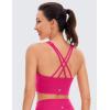 imageCRZ YOGA Womens Butterluxe Strappy High Neck Longline Sports Bra  Wireless Criss Cross Back Padded Workout Cropped TopGranita Pink