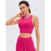 imageCRZ YOGA Womens Butterluxe Strappy High Neck Longline Sports Bra  Wireless Criss Cross Back Padded Workout Cropped TopGranita Pink