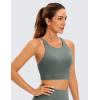 imageCRZ YOGA Womens Butterluxe Strappy High Neck Longline Sports Bra  Wireless Criss Cross Back Padded Workout Cropped TopGrey Sage