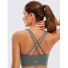 imageCRZ YOGA Womens Butterluxe Strappy High Neck Longline Sports Bra  Wireless Criss Cross Back Padded Workout Cropped TopGrey Sage
