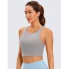 imageCRZ YOGA Womens Butterluxe Strappy High Neck Longline Sports Bra  Wireless Criss Cross Back Padded Workout Cropped TopGull Gray