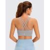 imageCRZ YOGA Womens Butterluxe Strappy High Neck Longline Sports Bra  Wireless Criss Cross Back Padded Workout Cropped TopGull Gray