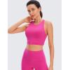 imageCRZ YOGA Womens Butterluxe Strappy High Neck Longline Sports Bra  Wireless Criss Cross Back Padded Workout Cropped TopHibiscus Purple