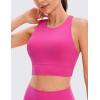imageCRZ YOGA Womens Butterluxe Strappy High Neck Longline Sports Bra  Wireless Criss Cross Back Padded Workout Cropped TopHibiscus Purple