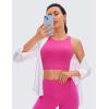 imageCRZ YOGA Womens Butterluxe Strappy High Neck Longline Sports Bra  Wireless Criss Cross Back Padded Workout Cropped TopHibiscus Purple