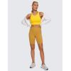 imageCRZ YOGA Womens Butterluxe Strappy High Neck Longline Sports Bra  Wireless Criss Cross Back Padded Workout Cropped TopHigh Visibility Yellow