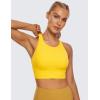 imageCRZ YOGA Womens Butterluxe Strappy High Neck Longline Sports Bra  Wireless Criss Cross Back Padded Workout Cropped TopHigh Visibility Yellow