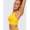 imageCRZ YOGA Womens Butterluxe Strappy High Neck Longline Sports Bra  Wireless Criss Cross Back Padded Workout Cropped TopHigh Visibility Yellow