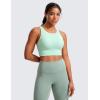 imageCRZ YOGA Womens Butterluxe Strappy High Neck Longline Sports Bra  Wireless Criss Cross Back Padded Workout Cropped TopMint Moment