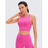 imageCRZ YOGA Womens Butterluxe Strappy High Neck Longline Sports Bra  Wireless Criss Cross Back Padded Workout Cropped TopNeonlight Purple