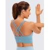 imageCRZ YOGA Womens Butterluxe Strappy High Neck Longline Sports Bra  Wireless Criss Cross Back Padded Workout Cropped TopPure Blue