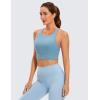 imageCRZ YOGA Womens Butterluxe Strappy High Neck Longline Sports Bra  Wireless Criss Cross Back Padded Workout Cropped TopPure Blue