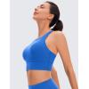 imageCRZ YOGA Womens Butterluxe Strappy High Neck Longline Sports Bra  Wireless Criss Cross Back Padded Workout Cropped TopSparkle Blue