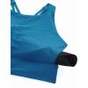imageCRZ YOGA Womens Butterluxe Strappy High Neck Longline Sports Bra  Wireless Criss Cross Back Padded Workout Cropped TopSupersonic Blue