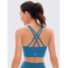 imageCRZ YOGA Womens Butterluxe Strappy High Neck Longline Sports Bra  Wireless Criss Cross Back Padded Workout Cropped TopSupersonic Blue