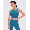 imageCRZ YOGA Womens Butterluxe Strappy High Neck Longline Sports Bra  Wireless Criss Cross Back Padded Workout Cropped TopSupersonic Blue